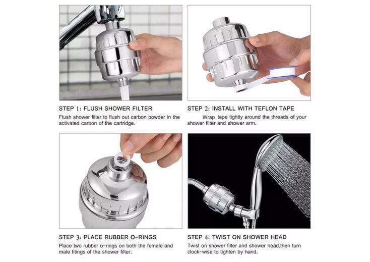 Installing the 15-stage shower filter