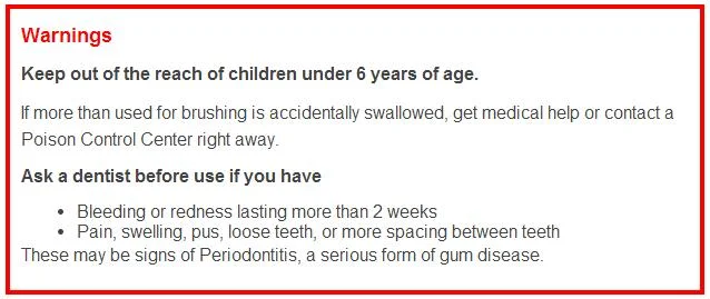 Fluoride warning label