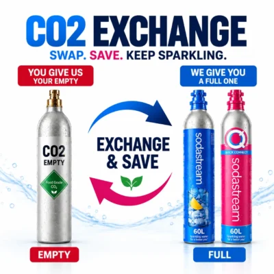 CO2 cylinder exchange in Cyprus for SodaStream Blue and Pink cylinders
