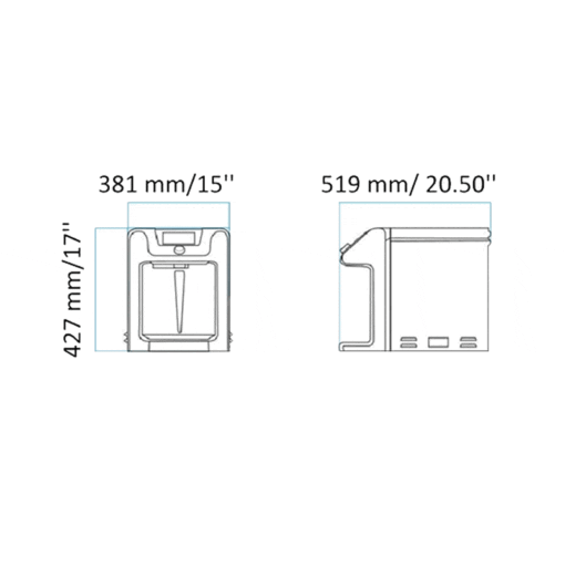 WL7 Firewall table top water dispenser - hot, cold, ambient and soda dimentions