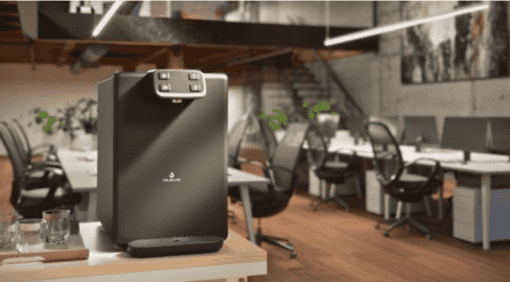 Blupura Rebel 30 Fizz Sparkling Water Dispenser in modern office setting, Italian-made countertop dispenser in Cyprus.