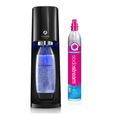 SodaStream E-Terra Black Sparkling Water Maker with Quick-Connect CO2 Cylinder 60L – Cyprus