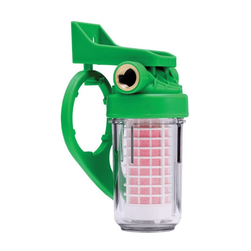 Side view of Ecosoft washing machine limescale protector with TAC media