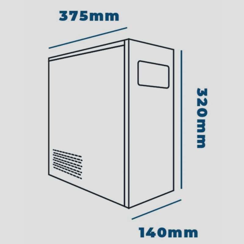 Dimensions of undersink water chiller 375x320x140 mm for under sink water cooler installation in Cyprus