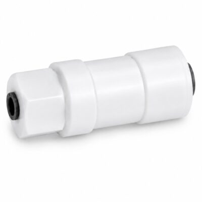 Inline water conditioning vortex device for reverse osmosis systems with 3/8 inch push-fit connection