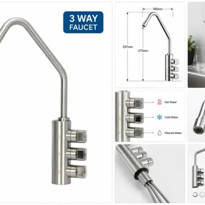 3 Way Kitchen Faucet Cyprus – Stainless Steel Tap for Filtered & Sparkling Water – WaterFilterNet