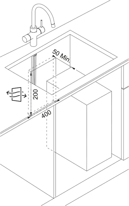Franke Mythos Water Hub cabinet space and installation requirements