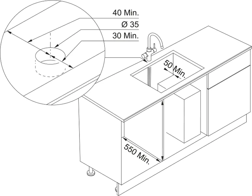 Franke Mythos Water Hub tap hole installation requirements