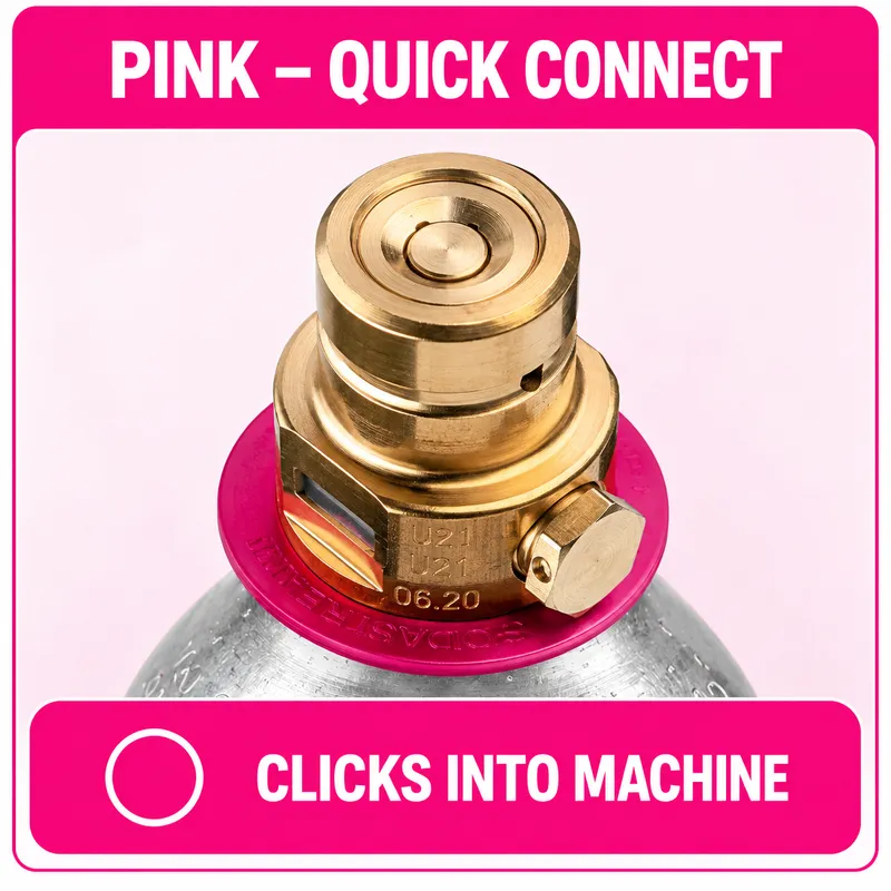 Pink Quick Connect CO2 cylinder connection for SodaStream machines
