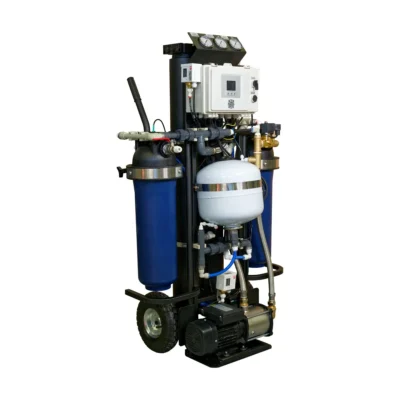 Aquaphor APRO-IM-500-PLUS mobile 500 L/h reverse osmosis and deionisation system on wheeled frame